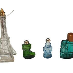 1 Lot - 4 Avon Collectable Bottles-Eiffel Tower, Angel, Stocking, Trailblazer